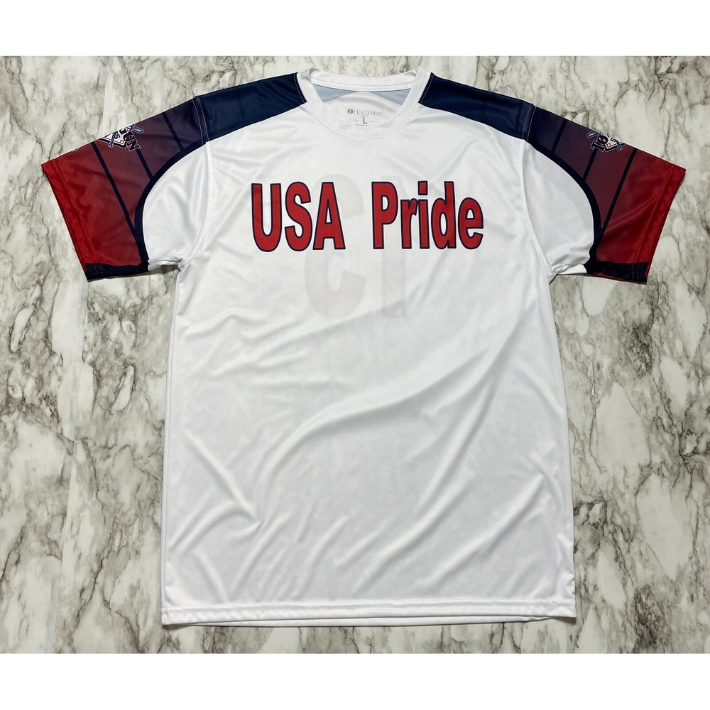 Holloway USA Baseball Champion Pride 13 Mens T Shirt Size L Adult Short Sleeve